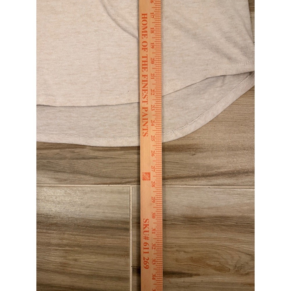 Smokey Bear Graphic Long Sleeve Shirt Heather Beige Retro Stripes Womens Large - Picture 6 of 6